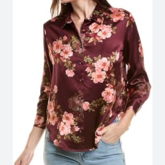 Johnny Was Tops - Johnny Was Love Amanza Winona Silk Floral Button-Down Shirt M NWT